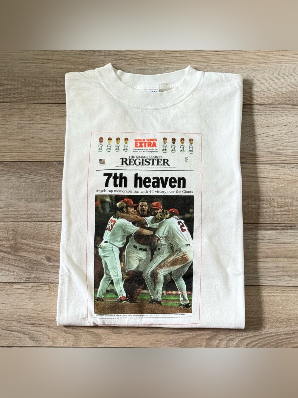 Vintage 2002 Anaheim Angels World Series Champions ‘7th Heaven’ T-shirt Sz XL